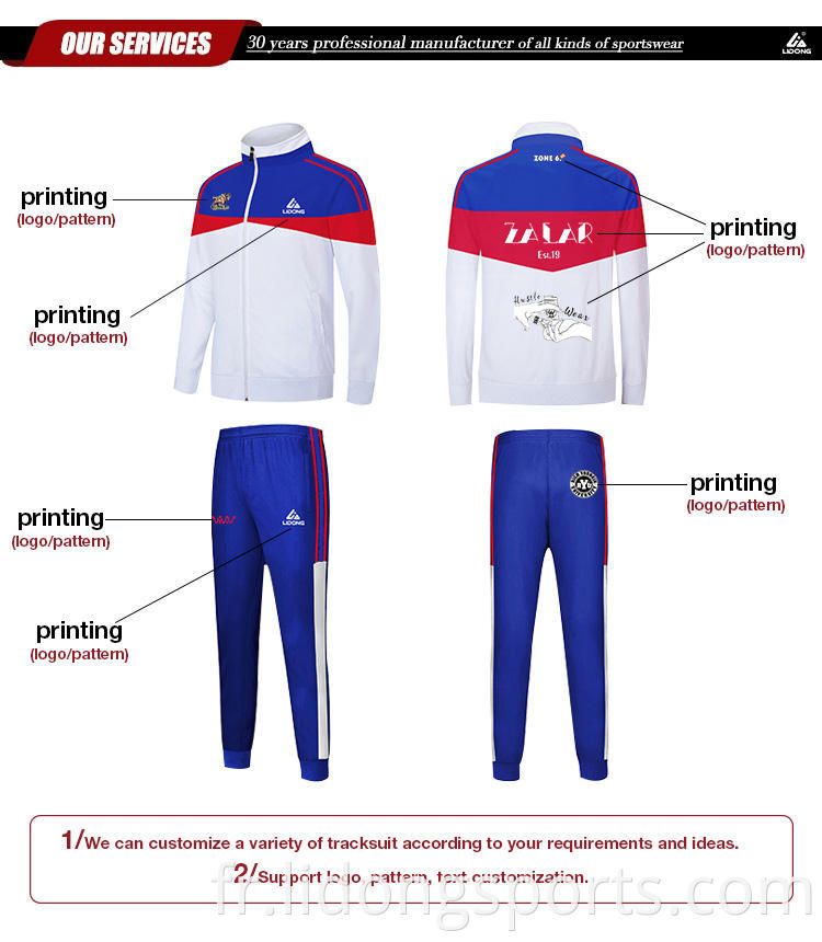 La dernière conception du football Club vierge Kids Sportswear Custom Mens Tracksuit Soccer